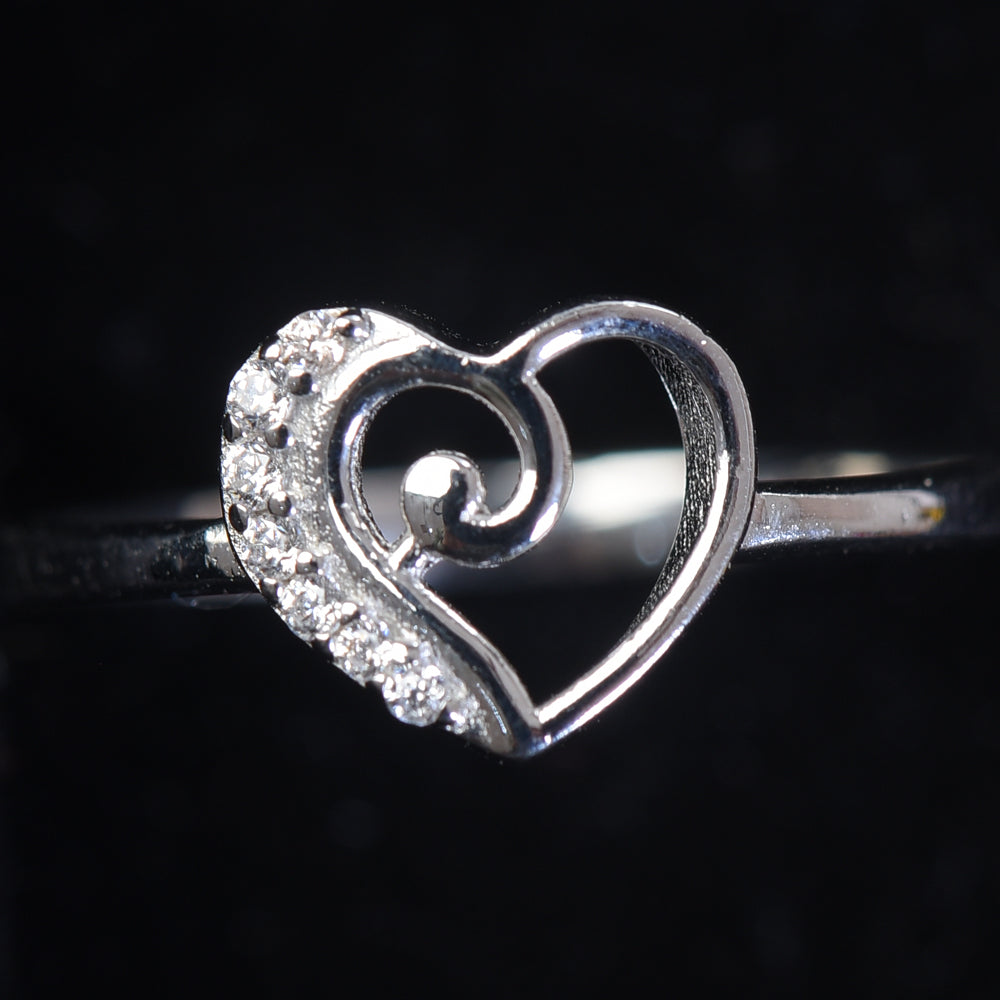 925 sterling silver heart shaped ring for women