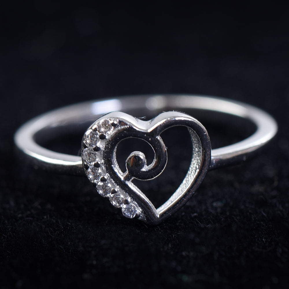 925 Sterling Silver Heart Shape Beautiful Girls Women Ring