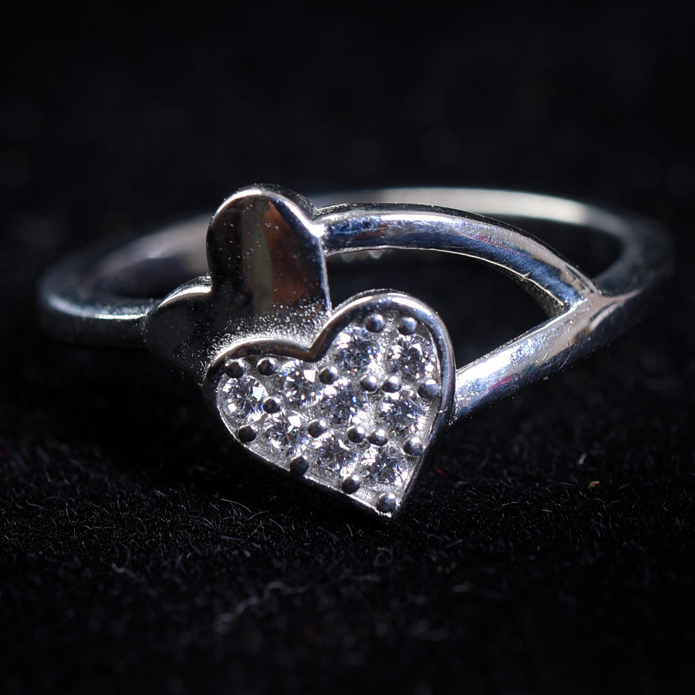 925 Sterling Silver heart shaped Ring Women