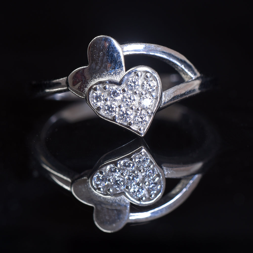 925 Sterling Silver heart shaped Ring Women