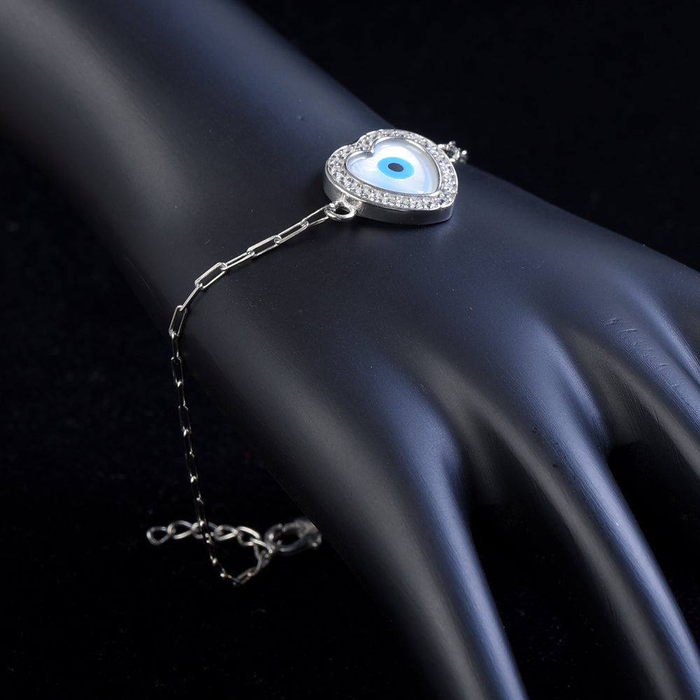 925 sterling silver zirconia Blue eye stone bracelet  for women