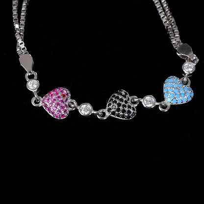 925 sterling silver heart shaped bracelet for women