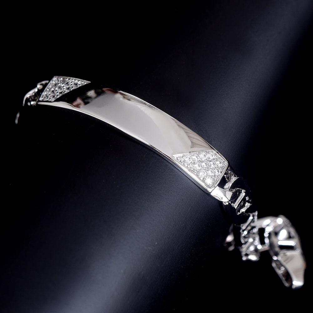 925 sterling silver zirconia diamonds bracelet for men