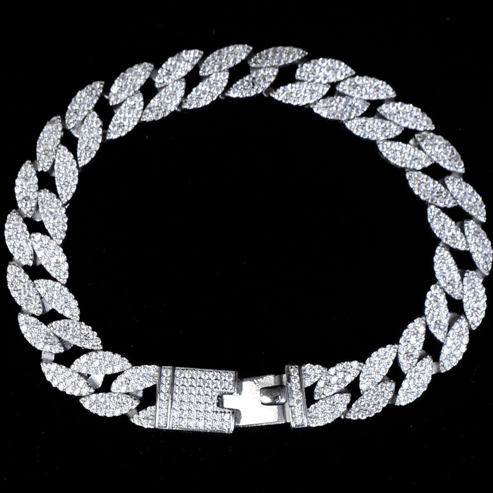 925 sterling silver studded bracelet for men