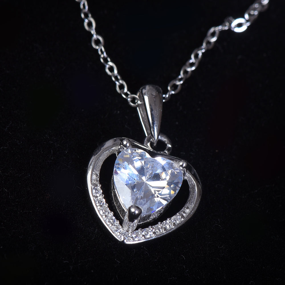 925 sterling silver necklace for women heart shape