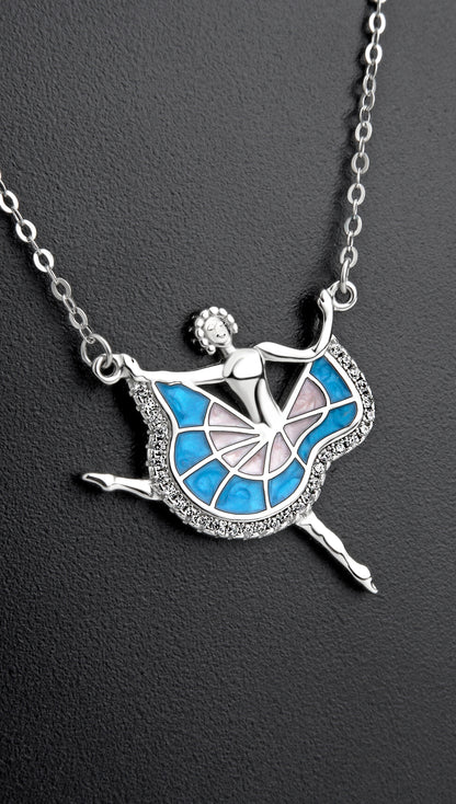 925 sterling silver necklace with dancing doll pendant